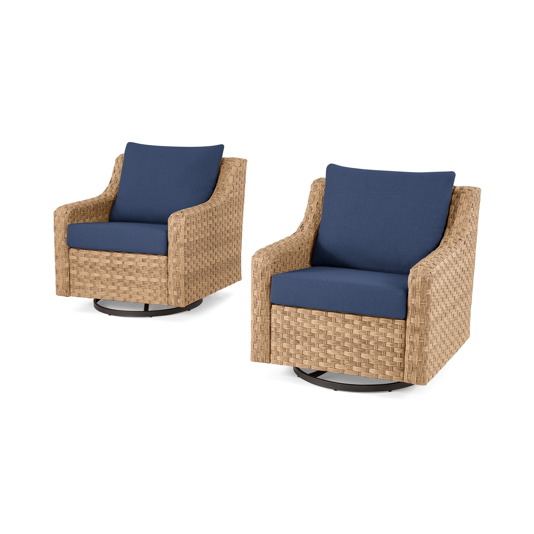Better Homes & Gardens River Oaks Outdoor Swivel Gliders with Patio Covers, Set of 2, Navy