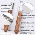 thumbnail image 2 of ZHAOCHENG Uds., cuchillo recortador de mano izquierda, cuchillo profesional para pelar perros con mango de madera ergonómico, 2 of 5