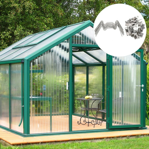 Worgeous  100 Pcs Greenhouse Glass Clamps Garden Glazing Polycarbonate Silver