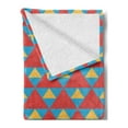 thumbnail image 2 of Retro Soft Flannel Fleece Throw Blanket, Big and Small Triangles in Shabby Colors Vintage Geometric Tile Design, Cozy Plush for Indoor and Outdoor Use, 50" x 70", Sky Blue Marigold, by Ambesonne, 2 of 5