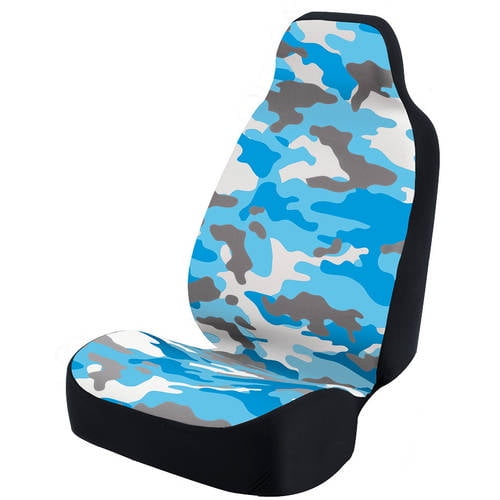 Coverking Universal Seat Cover Fashion Print Ultra Suede Camo Blue And White Background With Black Interlock Backing Com - Snow Camouflage Seat Covers