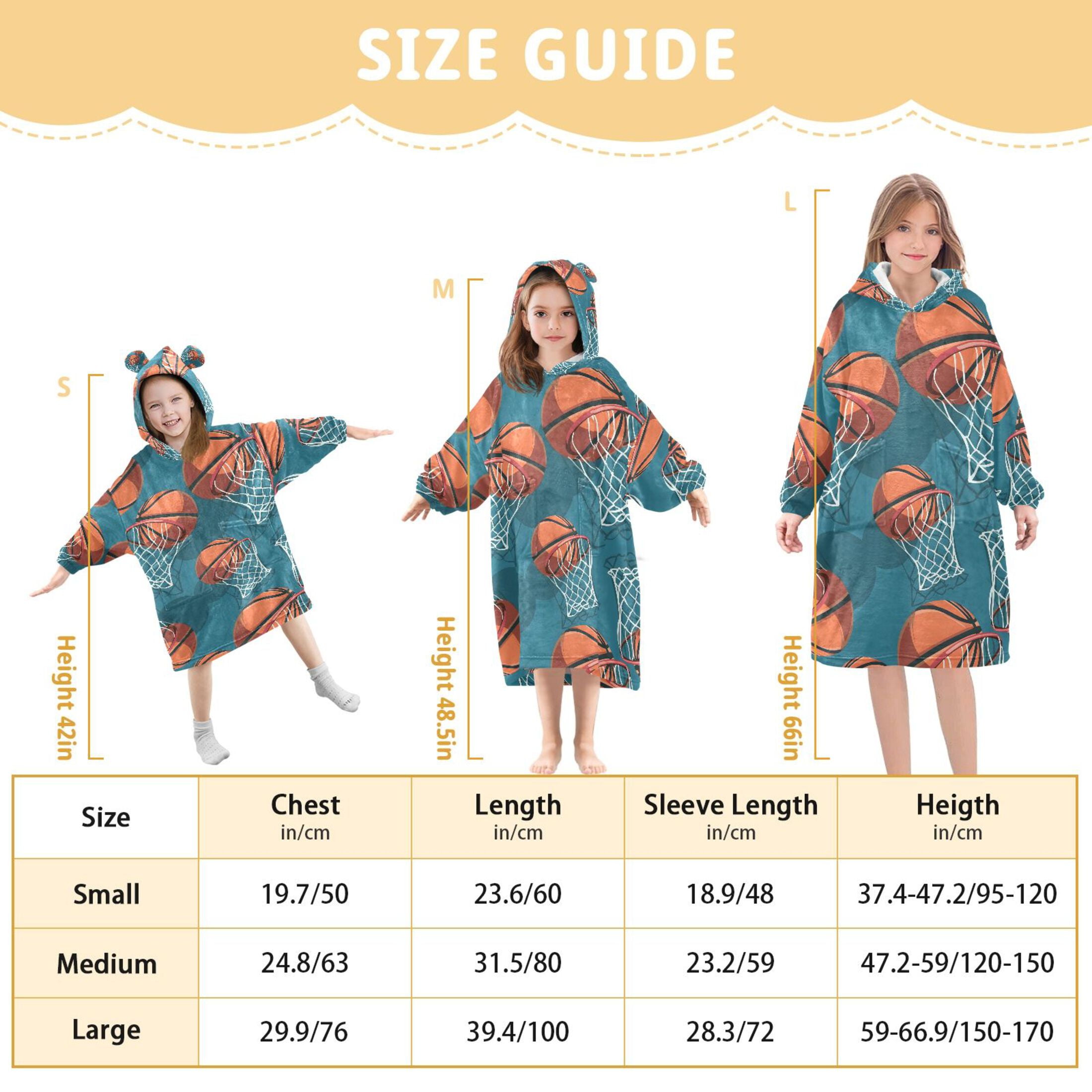 joogoo Blanket Hoodie for Basketball-a1 Oversize Sweatshirt 3-14 YR L