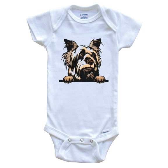 Silky Terrier Dog Breed Cute Baby Bodysuit, 0-3 months white