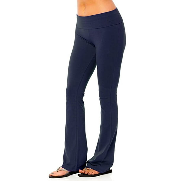 Pisexur Women's yoga pants Solid Color Hip-Lifting Folding Yoga Pants  Sports Flared Pants