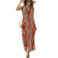 thumbnail image 2 of Lobster Art Prints Womens Night Club Maxi Dress V Neck Sleeveless Bohemia Long Dresses, 2 of 9