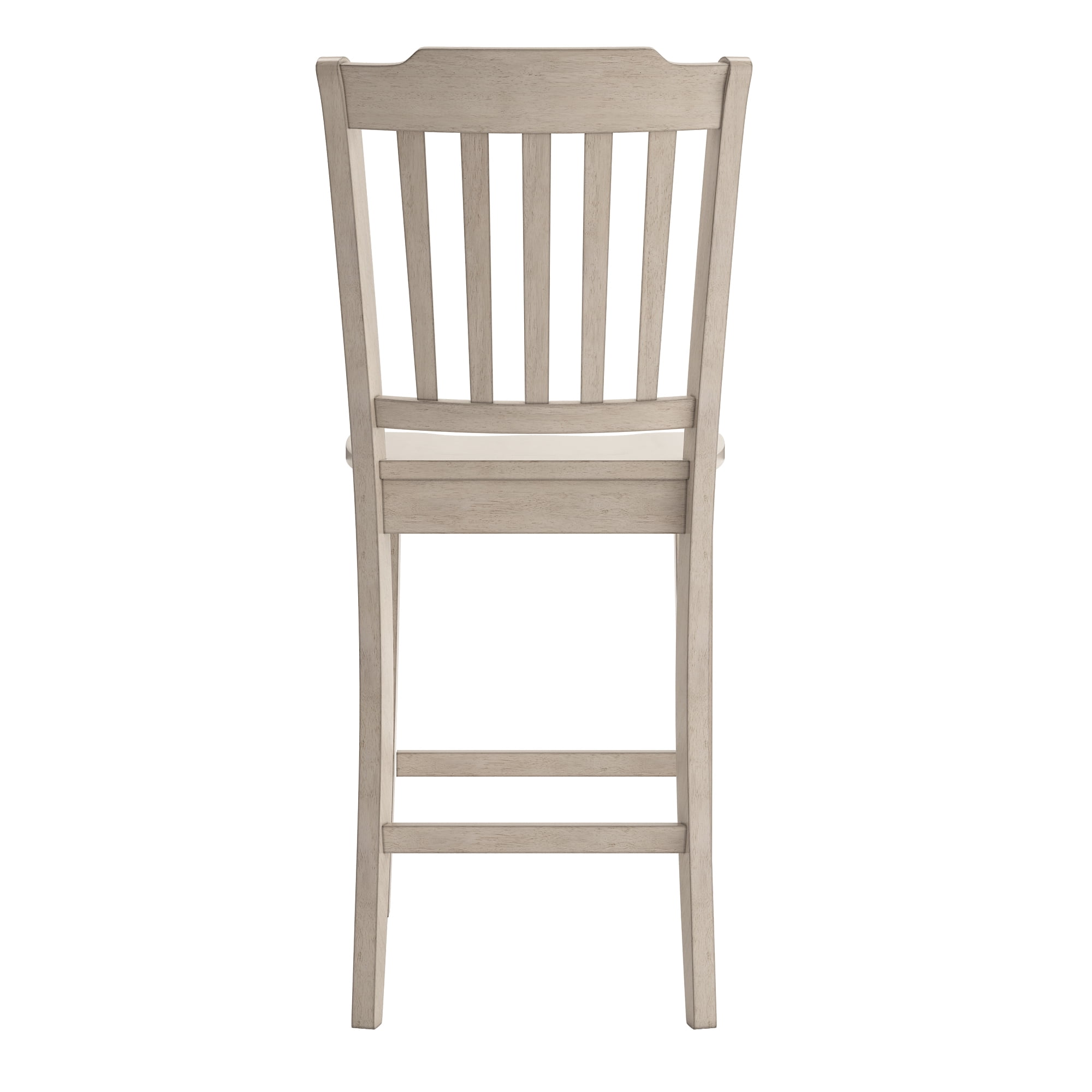 Weston Home Farmhouse Vintage Slat Back Solid Wood Counter Height Chair, Set of 2, Antique White