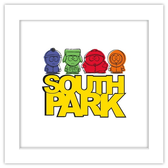 Gallery Pops South Park - Boys Over South Park Wall Art, White Framed Version, 12" x 12"
