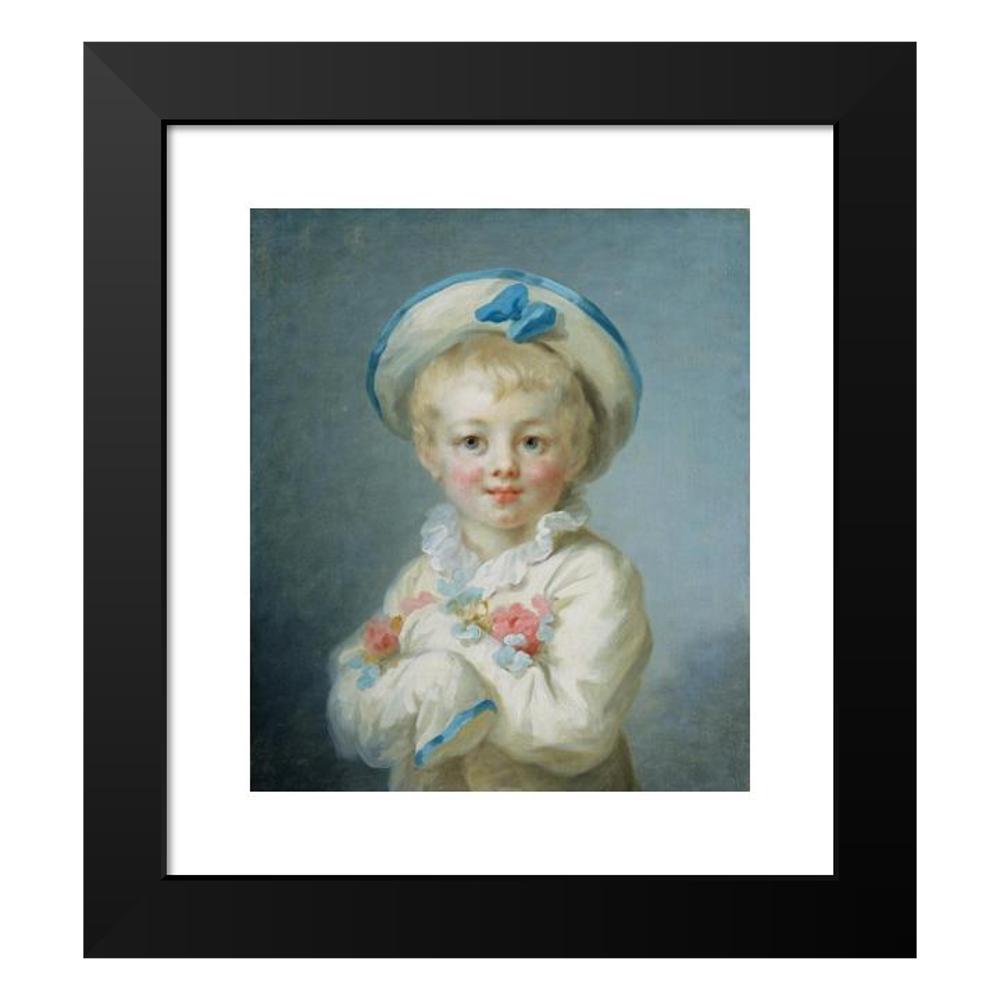 Jean-Honoré Fragonard 12x14 Black Modern Framed Museum Art Print Titled - A Boy as Pierrot (C. 1785)