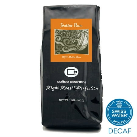 Coffee Beanery Butter Rum Flavored Coffee SWP Decaf 12 oz. (Whole