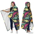 thumbnail image 2 of Wearable Blanket,DarkBlue Colorful Dinosaurs Pattern Hooded Wearable Flannel Blanket for Adults & Teens,Winter Poncho Shawl Wrap Cape Cozy Anti-Pill,50"x60", 2 of 5