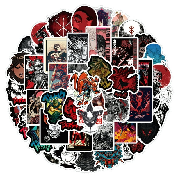 Adhesivo de vinilo con dibujos animados de Anime Guts Warrior, 50 unidades, impermeable