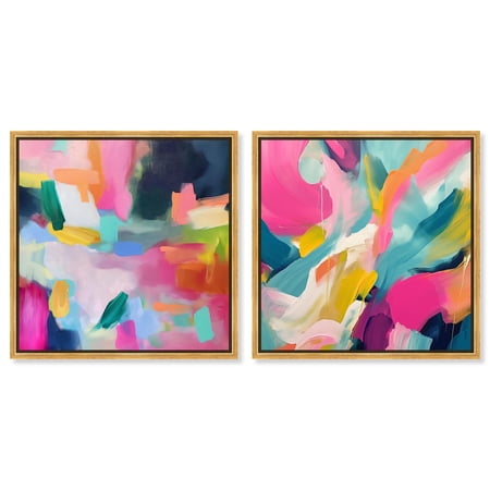 Prismatic Reviere Set Canvas Set of 2 Dopamine Decor Art by Art Remedy Gold Frame 12 x 12