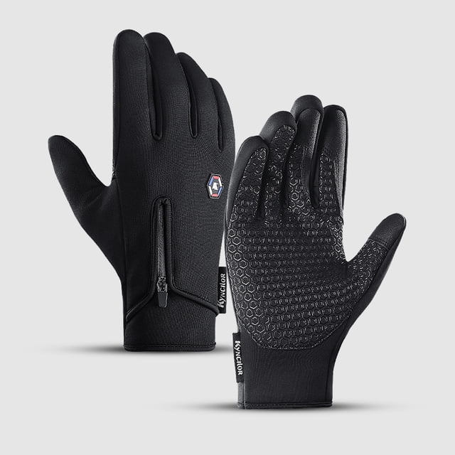 Irfora Hombres Mujeres Guantes de ciclismo de invierno Tres dedos Pantalla táctil Fleece A prueba de viento Impermeable Guantes deportivos cálidos para exteriores Irfora Guantes de ciclismo