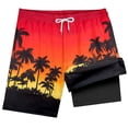 thumbnail image 4 of LIIPEE Boys Swimwear Bottoms Casual Summer Elastic High Waist Double Layered Fashion Graphic Printed Lace Up Cute Swim Trunks With Pockets Kids Swimming Pool Party Beach Shorts,14-16 Years, 4 of 4