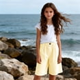 thumbnail image 5 of Toddler Girl Pants Size 13-14Y Kids Striped Elastic Waist Shorts Five Length Solid, 5 of 6