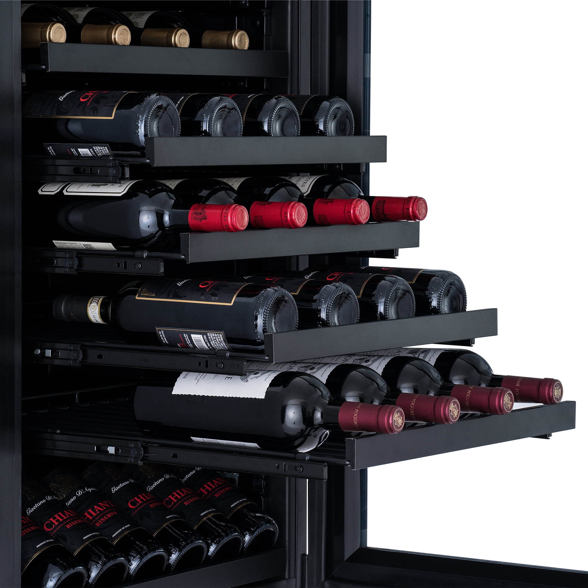 ESTATE 24” Premium Dual Zone Wine Fridge and Beverage Center, Drawer Cabinets with 175 Can Capacity