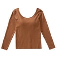 thumbnail image 3 of DHFJKG Long Sleeve Shirts For Women Basic Tee With Built In Bra Scoop Neck Slim Fit Lightweight Casual Base Layer T Shirt Solid Color Stylish Tops, 3 of 9