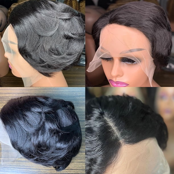 Fereowth 13x4 Lace Front Short Straight Bob Wigs Pixie Cut  display picture 1