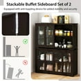 thumbnail image 5 of Costway 2-Door Stackable Buffet Sideboard Set of 2 with Sliding Tempered Glass Doors Coffee, 5 of 8