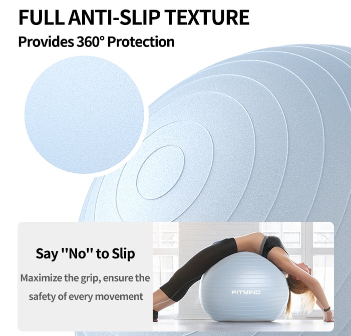 FITMIND Thick Exercise Ball 21.7" for Yoga and Pilates, 1100lb Load Bearing, Hand Pump, Anti-Burst, Blue