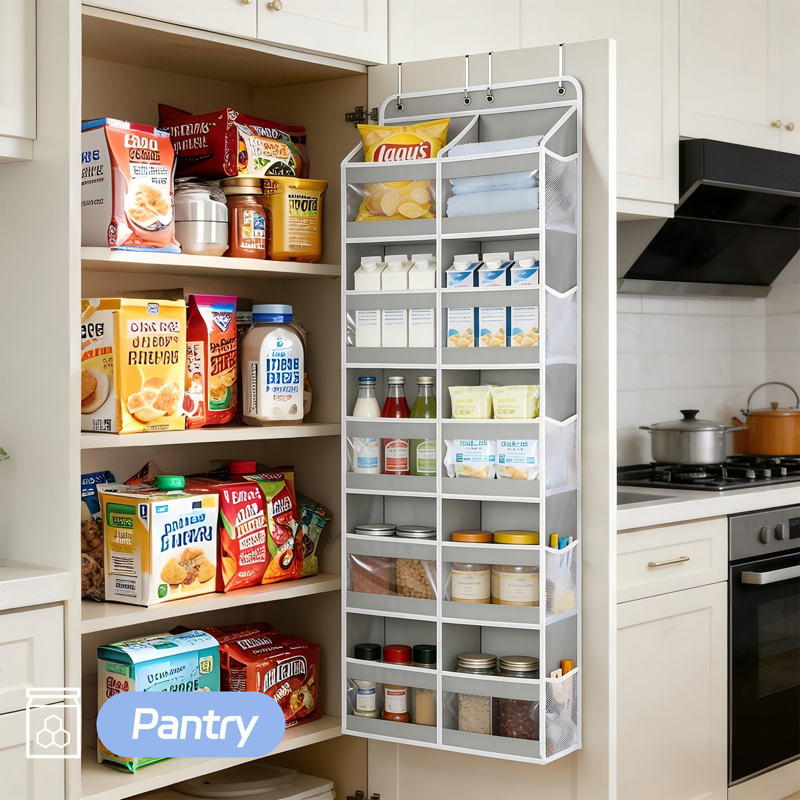 LazySpin 5-Tier Over-the-Door Organizer, Gray photo 5