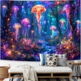 thumbnail image 3 of Simpkeely Blacklight Jellyfish Forest Tapestry, UV Reactive Fantasy Vibrant Neon Art Decor, Glow in the Dark Aquatic Life Wall Hanging Tapestries for Bedroom, Living Room - 51.2" x 59.1", 3 of 7