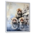 thumbnail image 2 of Designart "Snow Monkeys Bath Serenity Amidst Snowy Beauty II" Animals Floater Framed Wall Art Living Room, 2 of 7