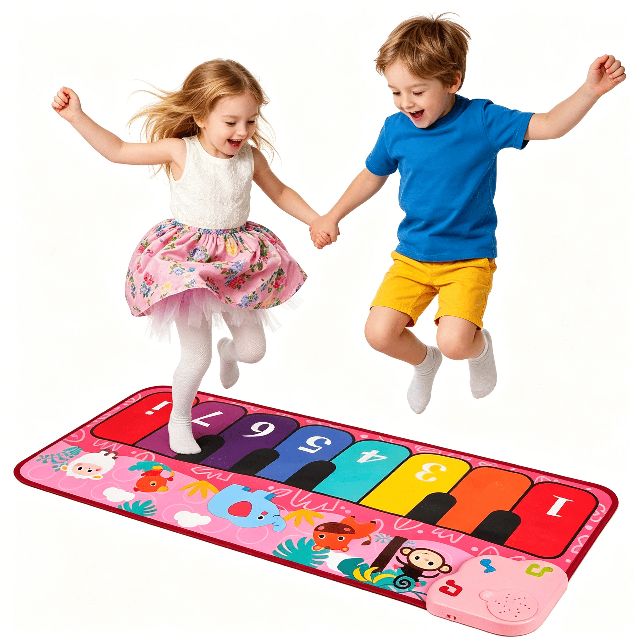 BESTSKY 2026 New Piano Mat for Kids,31.5 X 13.8 Inch Keyboard Music Dancing Play Mat with 5 Animal Sounds Electronic Touch Musical Playmat Game Toy Gift for 1-6 Year Old Girls and Boys-Pink