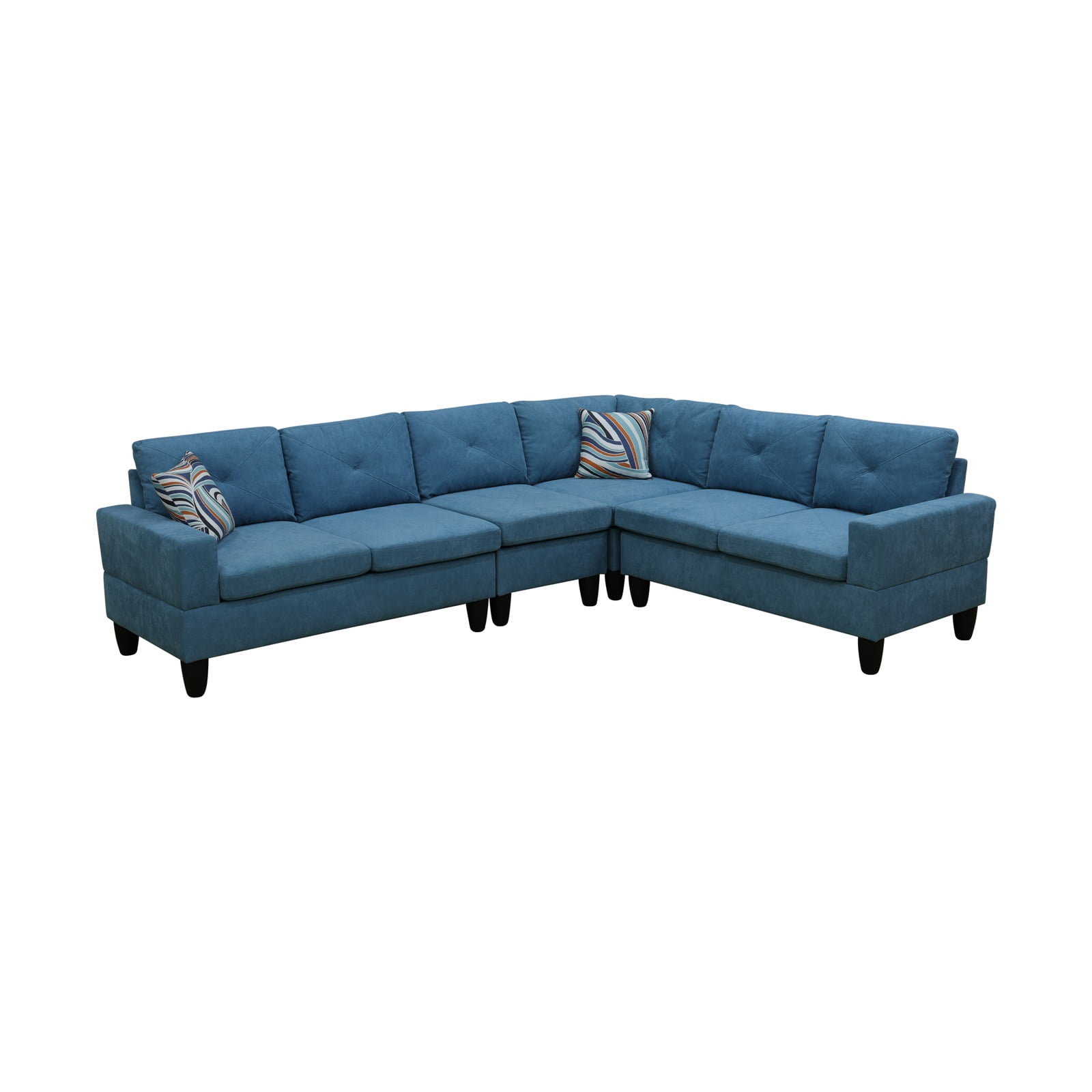Hommoo Sofa Set,Calico 4-Piece Couch Living Room Sofa Set,Sectional Couches for Living Room,Lake Blue
