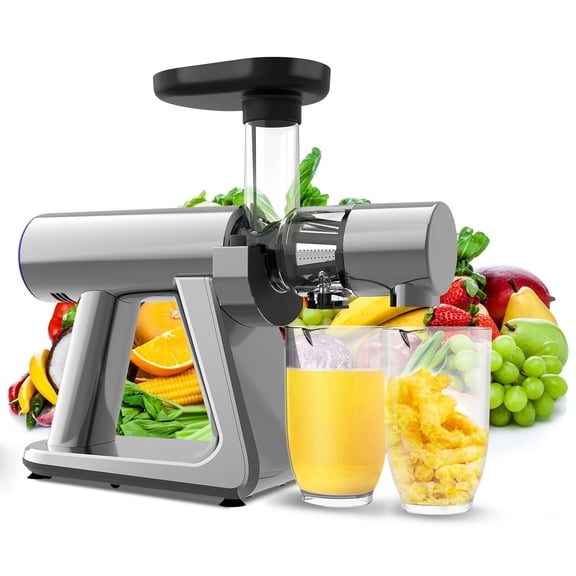 NICWIN Masticating Cold Press Juicer Machine, Slow Juice Extractor with Upgraded Fine Filter for Vegetables and Fruits, High Juice Yield & Easy to Clean, Gray