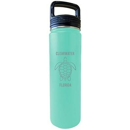 

Clearwater Florida Souvenir 32 Oz Engraved Seafoam Insulated Double Wall Stainless Steel Water Bottle Tumbler