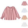 thumbnail image 2 of Utoimkio Baby Girls Solid Cotton Basic T-Shirt Long Sleeve Pullover Sweatshirts Toddler Baby Crewneck Long Sleeve Shirts Tops for Kids, 2 of 3