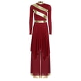 thumbnail image 3 of Sholeno Womens Liturgical Praise Dance Outfits Worship Dancewear Overlay Dress with Wide-Leg Pants 2-Piece Sets Burgundy S, 3 of 7