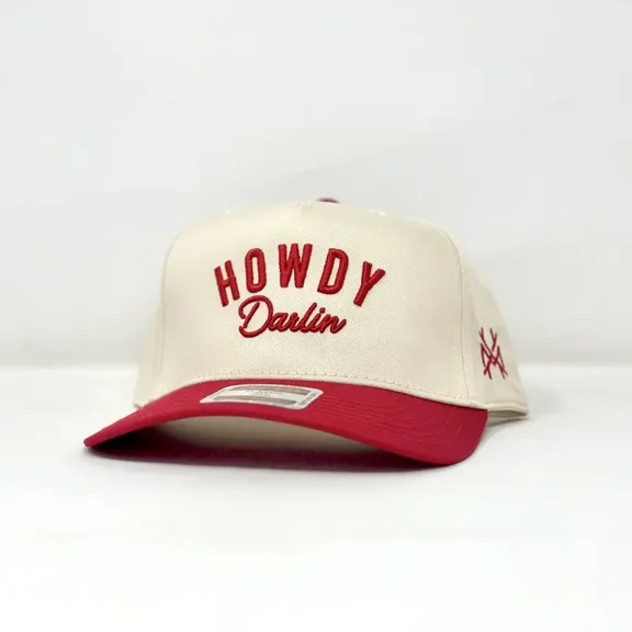 Howdy Darlin Embroidered Trucker Hat, Adjustable Snapback Cap for Women and Men, Vintage Retro Mesh Baseball Hat, Funny Casual Western Style Streetwear Cap