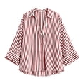 thumbnail image 5 of AnuYalue Striped Shirt for Womens 3/4 Sleeve Casual Boyfriend Blouse Tops Loose Fit Lapel Collar Dressy Work Shirts, 5 of 8