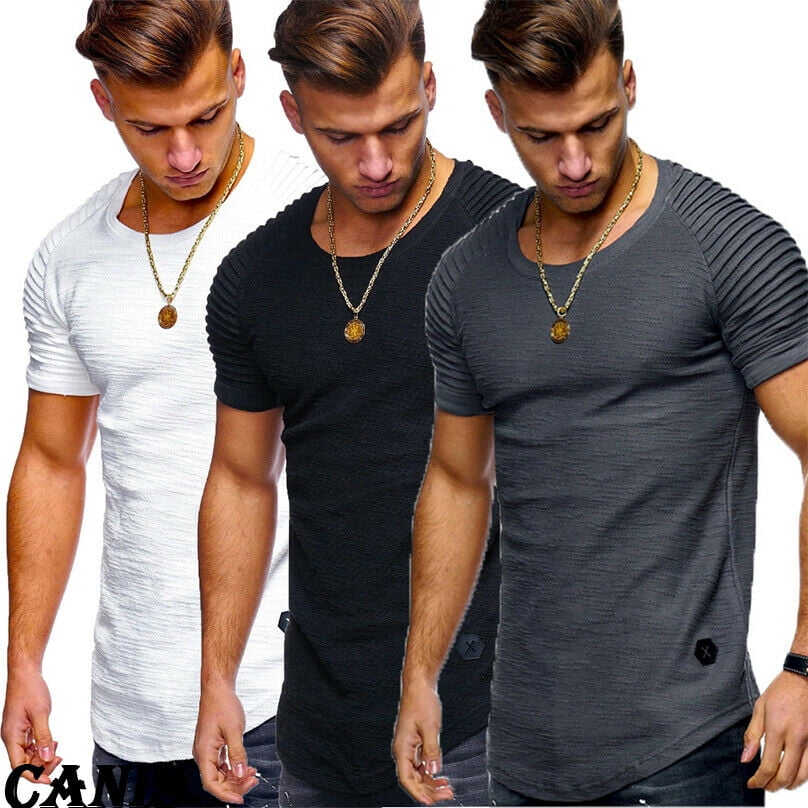 Fashion Men's Tee Slim Fit Short Sleeve Muscle Cotton Casual Tops Blouse Shirts&