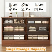 Meteorleg 6 Drawer Double Dresser,47.3 Wide Chest of Drawers with Metal Handles,Storage Cabinet for Bedroom,Brown