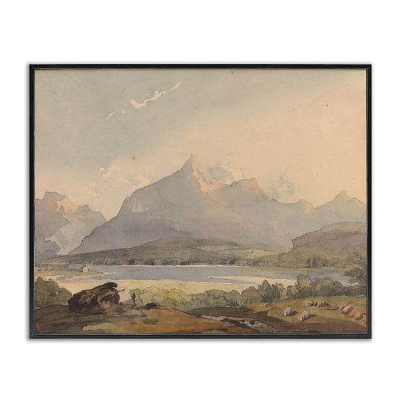 Peaceful Hazy Mountains Black Framed Giclee Art, design by Lettered and Lined