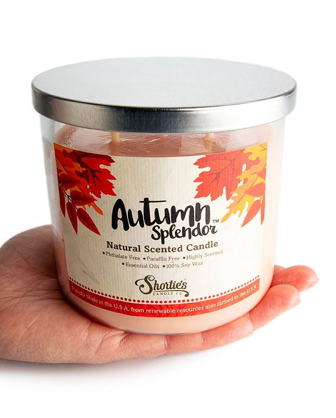 Autumn Splendor All Natural 3 Wick Candle - Made with Responsibly Sourced Soy and Essential Fragrance Oils - Phthalate & Paraffin Free, Vegan, Non-Toxic