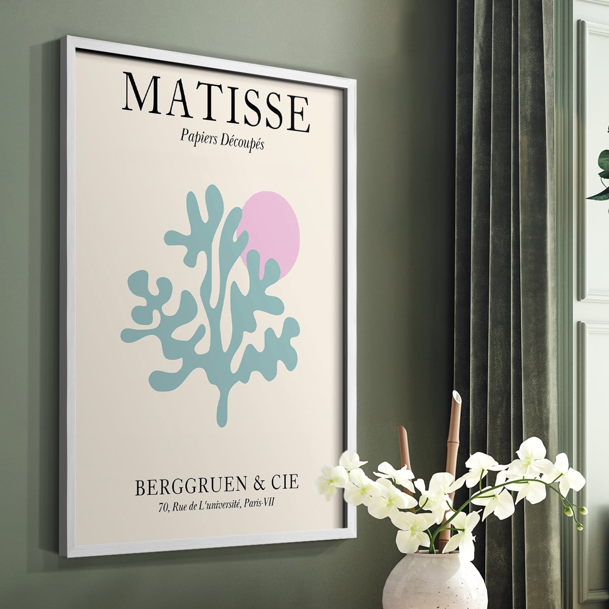 Matisse DV Framed Print in White Solid Wood Framed Print No Nail Hanging