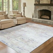 ARJINCUTE Distressed Abstract Beige Blue Area Rugs 8'x10', Low Pile Machine Washable Non-Slip