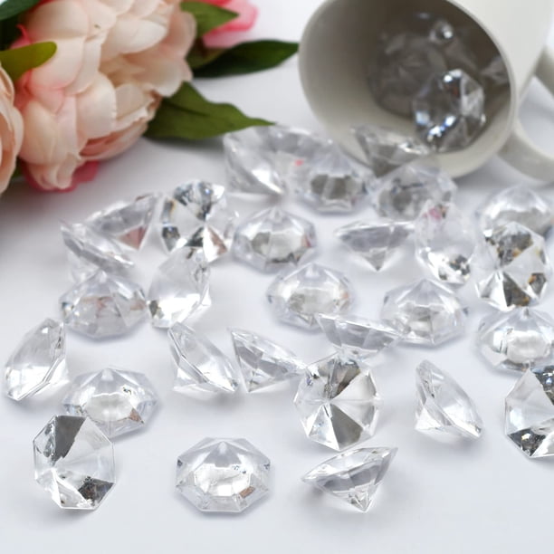 Wbjkzjd 47 piezas de gemas de diamantes acrílicas, gemas de plástico pirata, gemas acrílicas grandes, joyas a granel, cofre del tesoro, regalos de fiesta de caza, 25 quilates para niños (transparente)