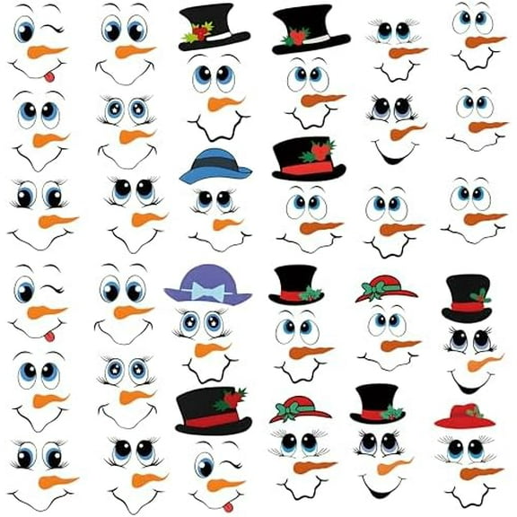 33 PCS Snowman Face Stickers – Vinyl Decals for Christmas Ornaments/Balls/Water Bottles, DIY Craft Art, Home Window/Party Decorations – Home Decor