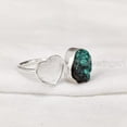 thumbnail image 3 of Tibetan Turquoise Ring, Rough Turquoise Ring, December Birthstone, Heart Adjustable Ring, 925 Sterling Silver, Womens Ring, Christmas, Thanksgiving, Handmade, Statement Jewelry, Rough Gemstone Jewelry, 3 of 5