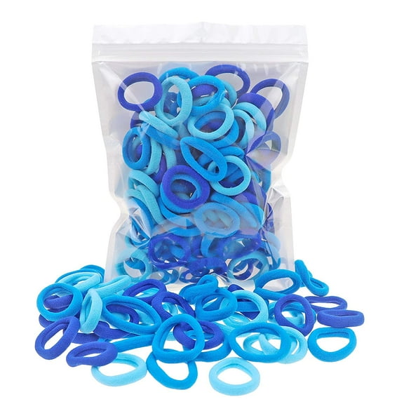 100 Pack Blue Color Nylon Small Hair Ties Toddlers Baby Girls' Hair Elastics