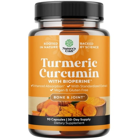Natures Craft Turmeric Curcumin with Black Pepper Extract - Joint Health with 95% Curcuminoids and Bioperine for Enhanced Absorption for Men and Women