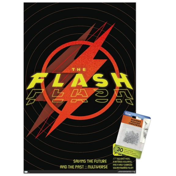 DC Comics Movie The Flash - Saving The Future & The Past Wall Poster with Push Pins, 14.725" x 22.375"