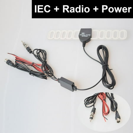 Analog Signal Amplifier - Car Automobile TV Radio FM Antenna Signal Amplifier Booster Digital TV DVBT ATSC ISDB Analog for Car Dash DVD GPS Car Stereos Head unit - IEC + Raido Plug
