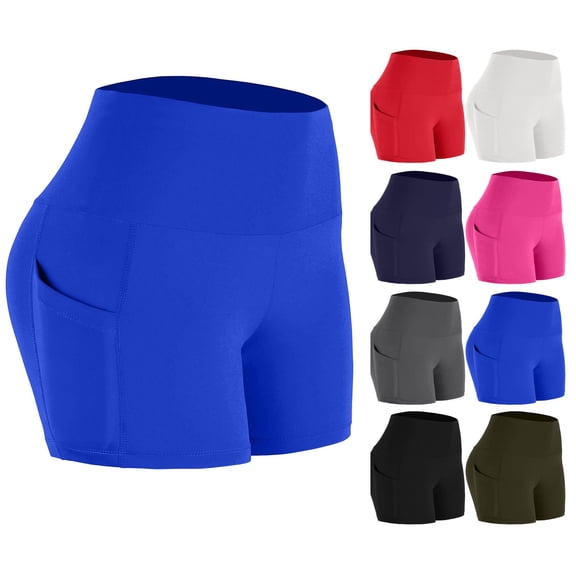 Women Short Shorts for Workout Running Yoga Shorts with Pockets Women's Plus Size High Waisted Seamless Stretchy Biker Shorts
