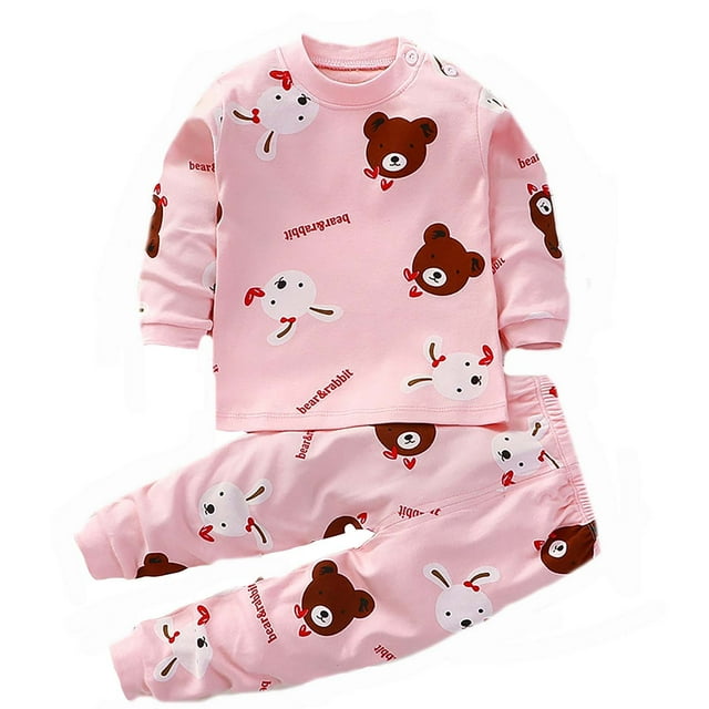 Hiiyo Ensemble de Pyjama à Manches Longues et Pantalon pour Petits Garçons avec Imprimé de Dessins Animés
